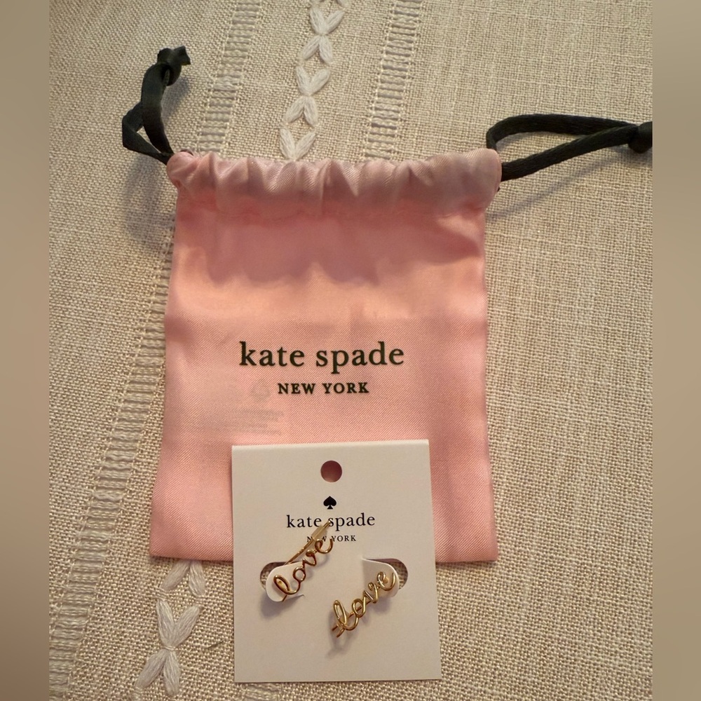 Kate Spade Gold 'Love' Script Earrings
